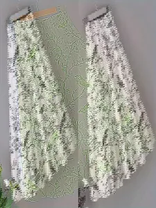 Böhmischer Rock mit hoher Taille und grünem Vogel- und Blumenmuster Dekor