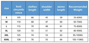 Tableau des tailles détaillé pour pull en maille col rond pour hommes de S à XXXL