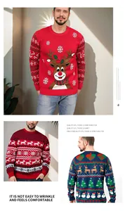 Vues détaillées montrant divers motifs festifs sur des pulls de Noël confortables