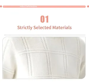 Gros plan de la texture grillagée 3D blanche sur ce pull en tricot à col rond