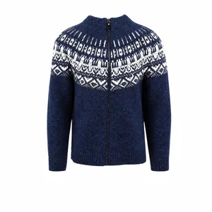 Men Casual Zipper Sweater Nordic Jacquard Knitwear Slim Fit Fashion Long Sleeve Cardigan Knit Sweater For Men