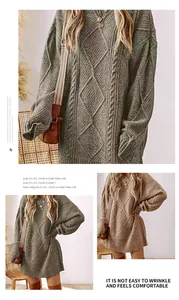 Vue détaillée montrant la texture en maille torsadée sur une robe pull mi-longue.