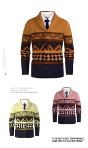 Herren schmal geschnittene Strickjacke mit geometrischem Muster