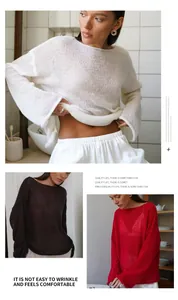 Détails de pulls en maille ajourée en blanc, noir et rouge, style automnal chic.