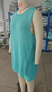 Loose turquoise knitted tank top for women shown on mannequin for beach fashion