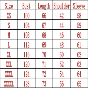 Tabella dettagliata delle misure per cardigan da uomo in maglia jacquard volpe