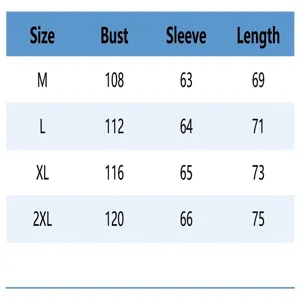 Tableau des tailles détaillé pour veste en maille homme avec mesures de poitrine