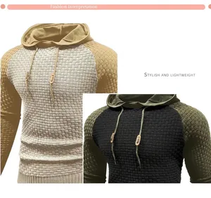 Sudadera con capucha para hombre con textura de gofre y diseño bicolor