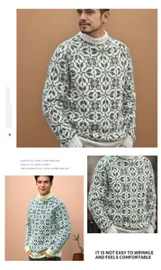 Gros plan sur un pull en maille jacquard vintage pour homme au tissu doux et infroissable