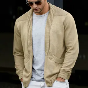 Herren Schalkragen Strickjacke Pullover Westlich Lässig Locker Vorne Offen Langarm Strickwaren Jacke Frühling Herbst Top