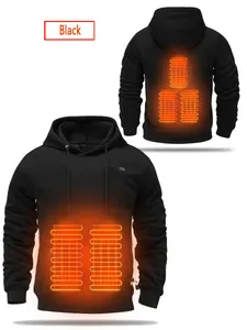 Detail view of men's USB heated hoodie showing heating zones on front and back
