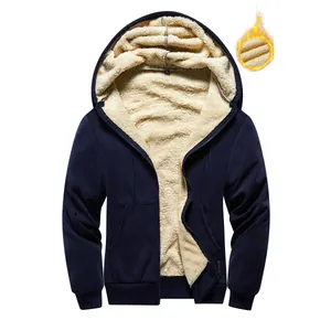 Veste à Capuche Sherpa Épaisse Doublée de Polaire pour Hommes Sweat-shirt à Capuche Chaud avec Fermeture Éclair Casual Top