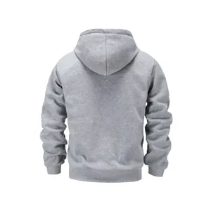 Vista posterior detallada de una sudadera con capucha calefactable por USB gris unisex