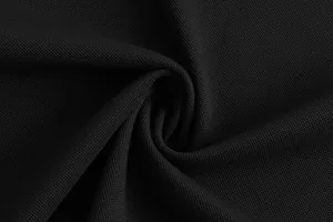 Close-up of black breathable mesh fabric texture for men's polo shirt sweatshirt