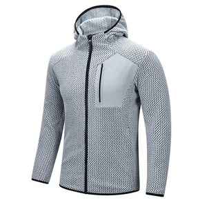Men Cationic Fleece Hooded Sweatshirt 3D Printed Zipper Front Cardigan Jacket Casual Long Sleeve Athletic Top For Autumn Winter
