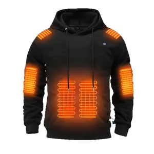 Sudadera con capucha calefactable por USB negra para hombre y mujer con nueve zonas