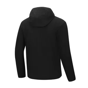 Premium men's black textured hooded sweatshirt with long sleeves for autumn winter style