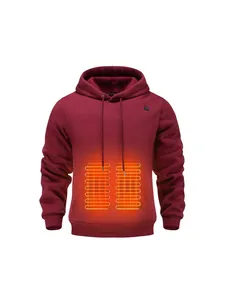 Men's USB heated fleece-lined thermal hoodie with internal heating zone illustration