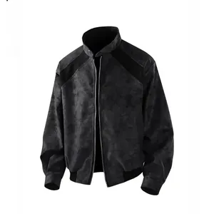 Lockere Herren Bomberjacke im High-Street-Stil mit Mesh-Schultern und Stehkragen-Detail.