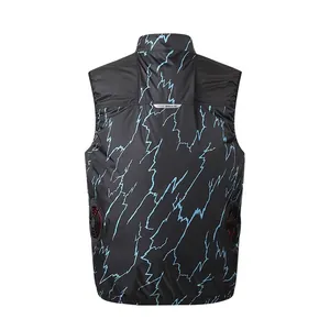 Gilet refrigerante con due ventole e motivo a fulmine blu per il lavoro
