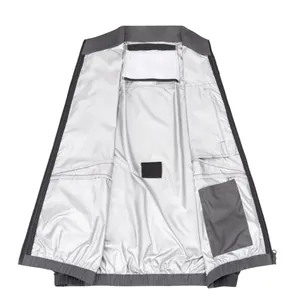 Inner detail view of a high-quality cooling vest with stand collar and functional pockets