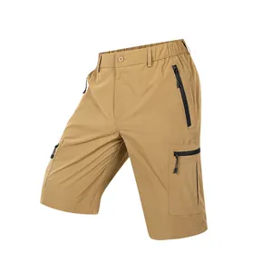 Pantaloncini cargo da uomo kaki ad asciugatura rapida con multitasche per sport all'aperto