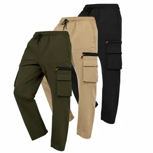 Men's American Retro Cargo Pants Multi-Pocket Outdoor Casual Pants Windproof Waterproof Quick-Dry Straight Leg Trousers Drawstring