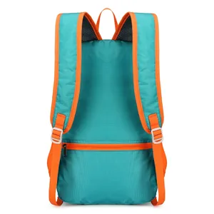 Lightweight teal and orange outdoor sports backpack back view