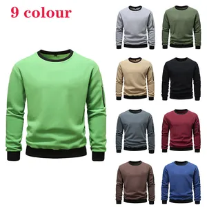 Men's crewneck long sleeve sweatshirts in 9 colors with arm zipper pocket