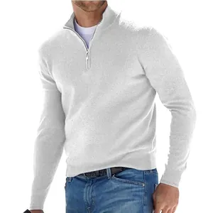 Modischer Herren Kaschmir-Pullover mit Viertelreißverschluss, Langarm für Herbst und Winter