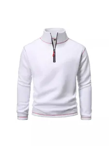 Men Tactical Fleece Sweatshirt Stand Collar Quarter Zip Polar Fleece Pullover Long Sleeve Top Thermal Warm Outdoor Casual Contrast Stitching Sweatshirt