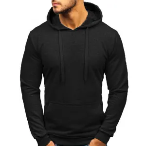 Men's Casual Solid Color Pullover Hoodie Long Sleeve Hooded Sweatshirt With Drawstring And Kangaroo Pocket Soft Cotton Blend Sportwear Top