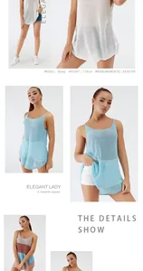 Vista dettagliata delle canotte in maglia casual da donna nei colori bianco e azzurro