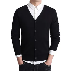Men Casual 100% Cotton V Neck Knitted Cardigan Sweater Button Down Long Sleeve Ribbed Cuff Soft Spring Autumn Knit Top For Men