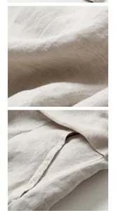 Macro view of high-quality linen-cotton fabric and pocket detailing for women's pants