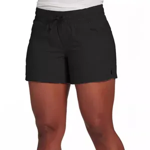 Women high waist drawstring loose shorts in solid black summer wear