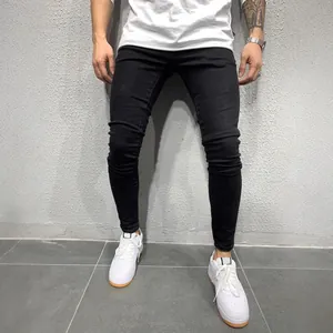 Men's black stretch skinny jeans with a slim fit and classic five-pocket design