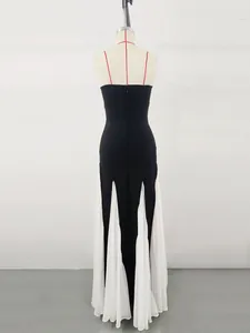 Back view detail of elegant French mesh patchwork bandage evening gown dress