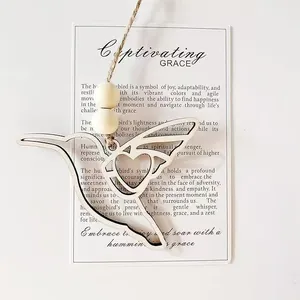 Ornement colibri en bois avec cœur et carte de vœux, cadeau spécial d'amitié
