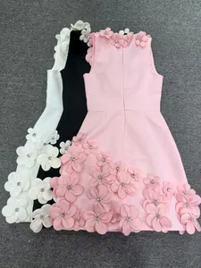 Elegant sleeveless bandage evening dresses with 3D floral and rhinestone details in three colors