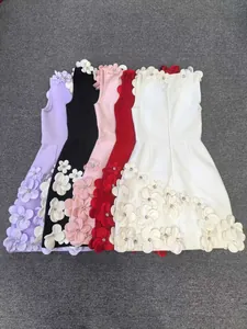 Elegant sleeveless gala dresses with 3D floral appliques and beadwork embellishments