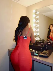 Back view of a sleek red bodycon bandage dress perfect for evening parties and proms