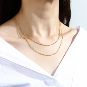 Collana a catena in argento sterling 925 minimalista con placcatura oro 18K da donna