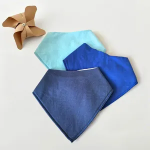 Lot de 3 bavoirs triangles en coton double épaisseur absorbant pour bébé coloris bleu