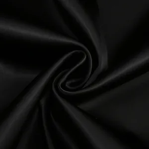 Close-up macro view showing the smooth texture and sheen of black satin fabric detail