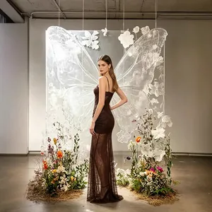 Elegant brown lace spaghetti strap mermaid evening gown with hollow out details
