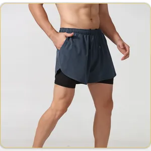 Men's 2-in-1 breathable quick-dry sports shorts for running and fitness training