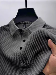 Men's premium quick-dry ice silk Polo shirt featuring textured fabric and a classic shirt collar