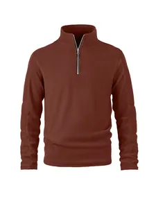 Heren Casual Polar Fleece Jas Staande Kraag Kwart Rits Effen Kleur Thermisch Outdoor Sweatshirt Lange Mouwen Top Voor Winter
