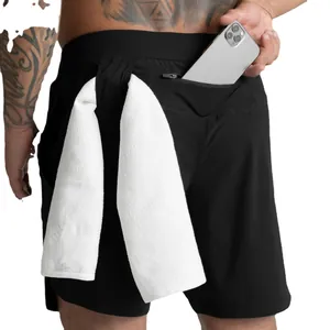 Men's quick-dry athletic shorts with functional towel loop and back zipper pocket